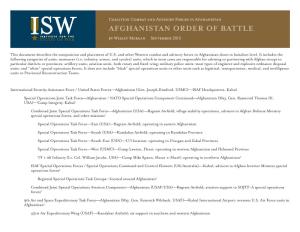 Afghanistan Order of Battle by Wesley Morgan September 2013