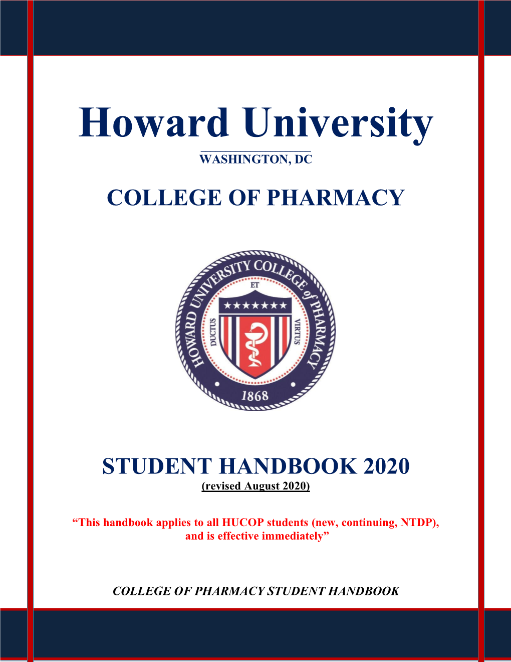 COP Student Handbook;