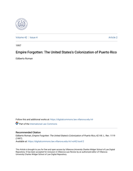 The United States's Colonization of Puerto Rico