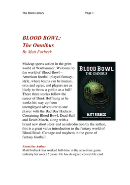 BLOOD BOWL: the Omnibus by Matt Forbeck