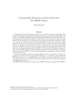 Cryptographic Extraction and Key Derivation: the HKDF Scheme