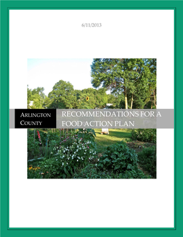 Recommendations for a Food Action Plan Urban Agriculture Task Force Report to the Arlington County Board