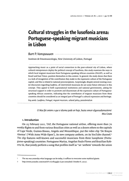 Cultural Struggles in the Lusofonia Arena: Portuguese-Speaking Migrant Musicians in Lisbon