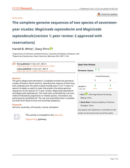 The Complete Genome Sequences of Two Species Of