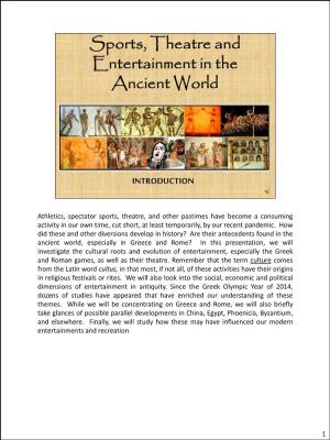 Sports, Theatre and Entertainment in the Ancient World