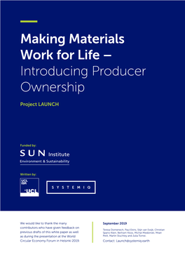 Making Materials Work for Life – Introducing Producer Ownership