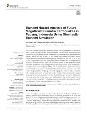 Tsunami Hazard Analysis of Future Megathrust Sumatra Earthquakes in Padang, Indonesia Using Stochastic Tsunami Simulation