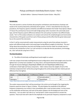 Pickups and Wood in Solid Body Electric Guitar – Part 2