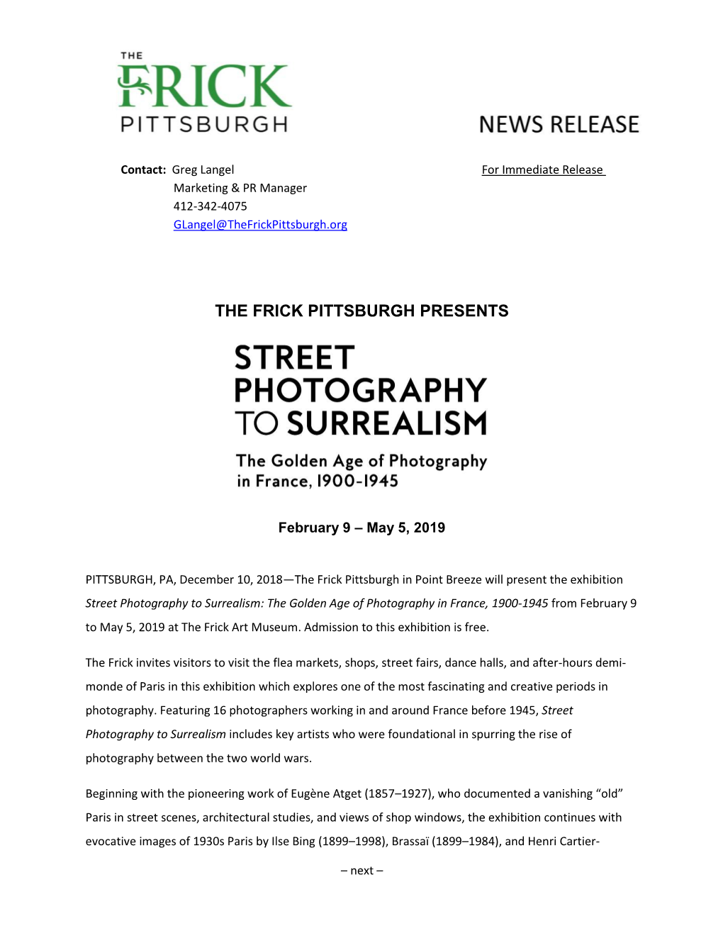The Frick Pittsburgh Presents Street Photography to Surrealism
