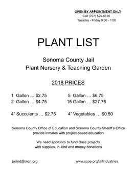 Sonoma County Jail Plant Nursery & Teaching Garden
