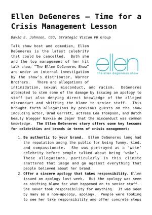 Ellen Degeneres — Time for a Crisis Management Lesson