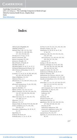 Cambridge University Press 978-1-107-06231-3 — the Cambridge Companion to Medieval Logic Edited by Catarina Dutilh Novaes , Stephen Read Index More Information