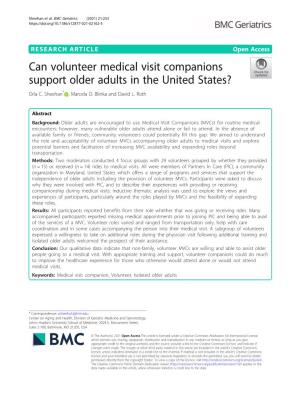 Can Volunteer Medical Visit Companions Support Older Adults in the United States? Orla C