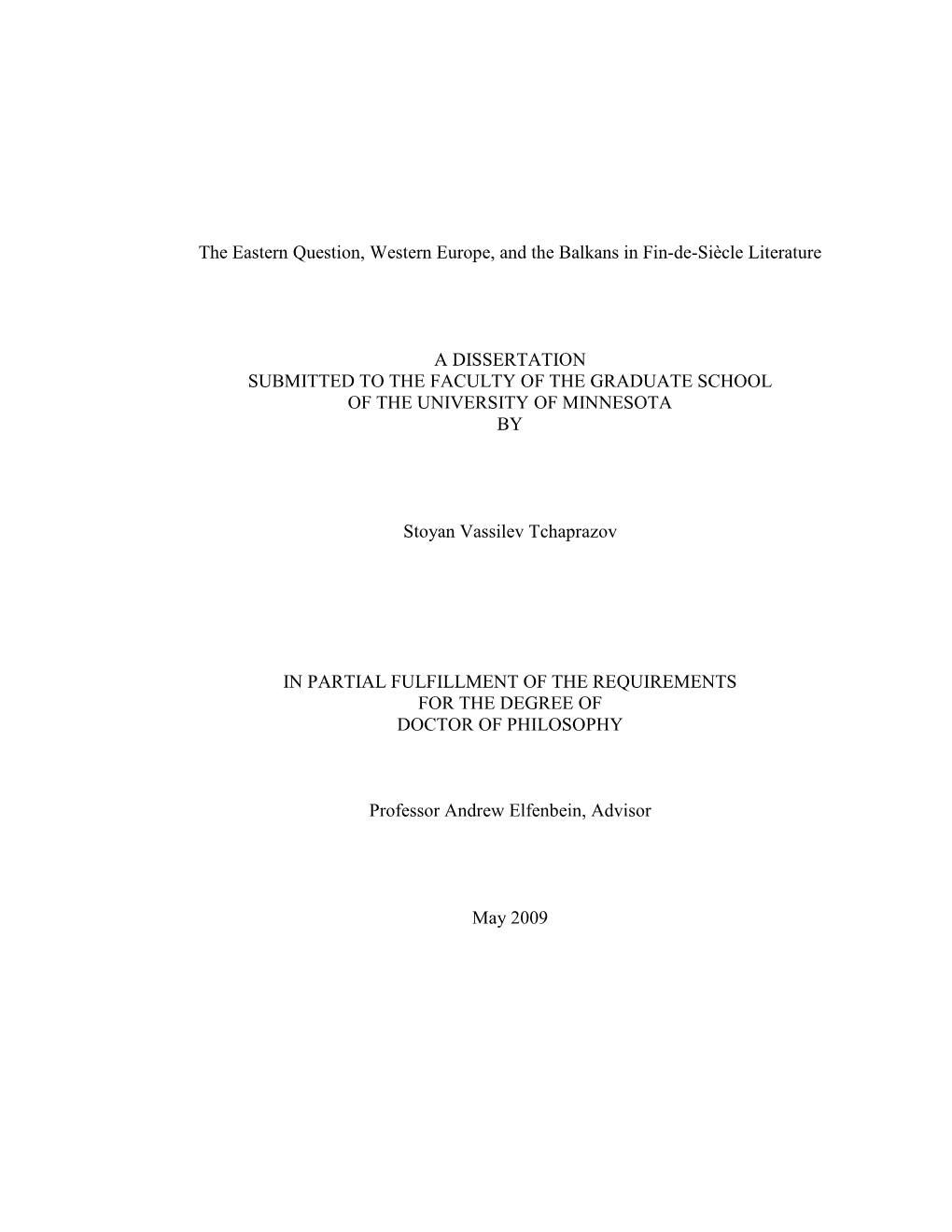 The Eastern Question, Western Europe, and the Balkans in Fin-De-Siècle Literature