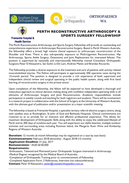 Fremantle Reconstructive Arthroscopy Fellowship