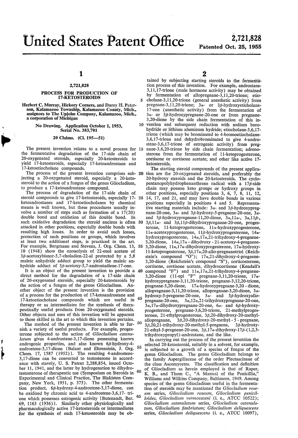 United States Patent Office Patented Oct