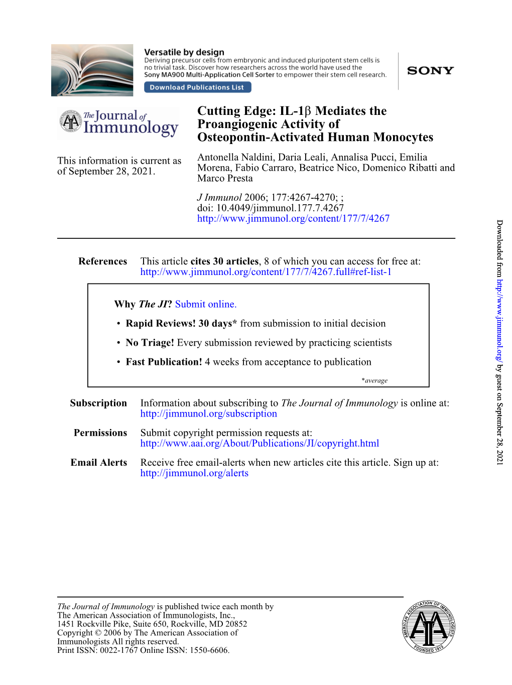 Osteopontin-Activated Human Monocytes Proangiogenic Activity