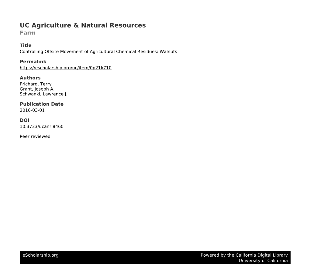 Controlling Offsite Movement of Agricultural Chemical Residues: Walnuts