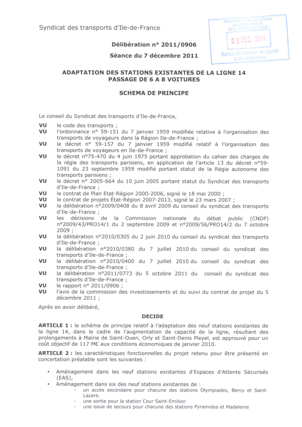 Adaptation Des Stations Existantes De La Ligne 2011 Passage De 6 À 8 Voitures Par Train