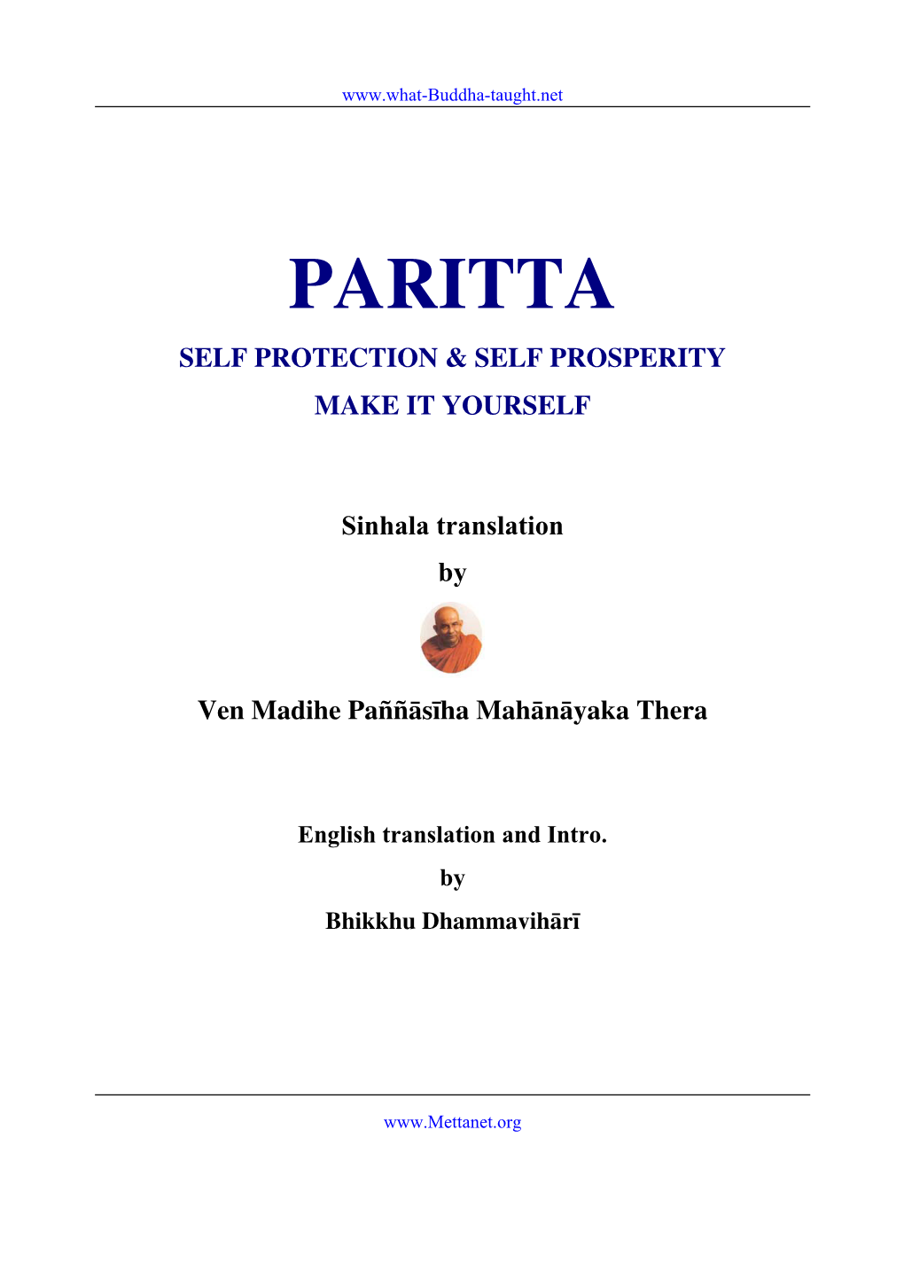 Paritta Self Protection & Self Prosperity Make It Yourself