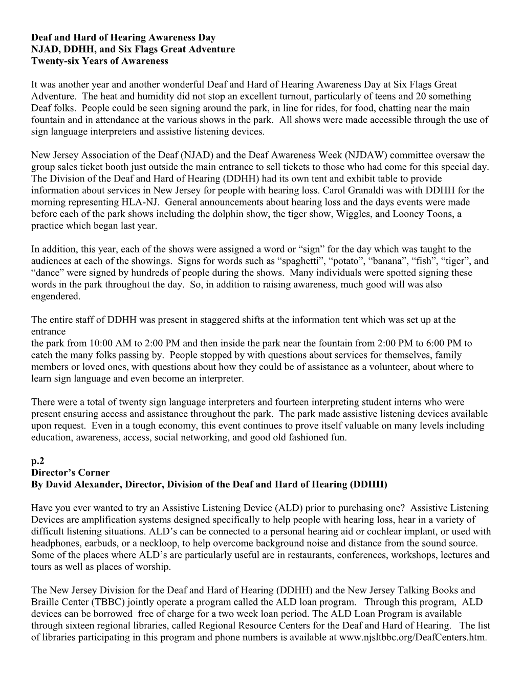 Deaf And Hard Of Hearing Awareness Day NJAD, DDHH, And Six Flags Great Adventure Twenty-Six Years Of Awareness