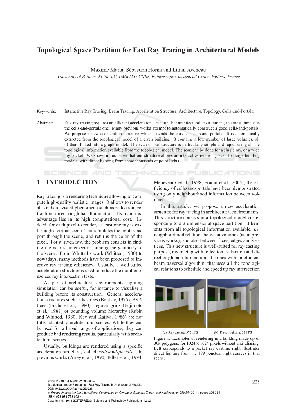 Topological Space Partition for Fast Ray Tracing in Architectural Models