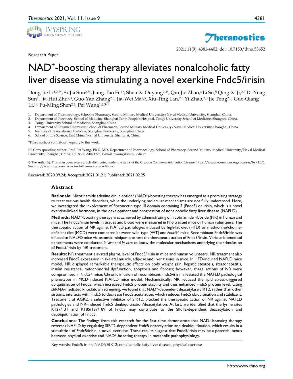 Theranostics NAD+-Boosting Therapy Alleviates Nonalcoholic Fatty Liver