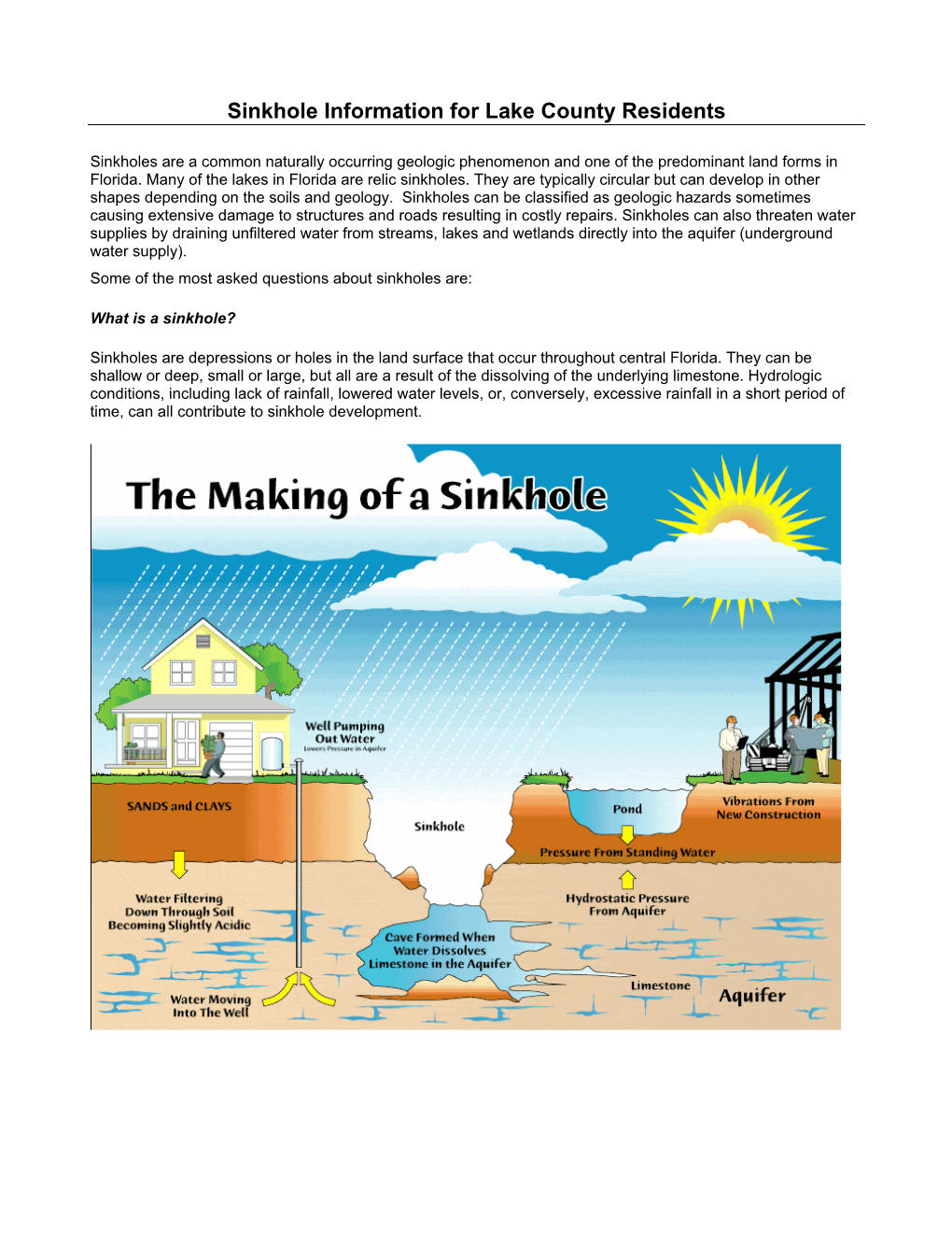 Sinkhole Information for Lake County Residents