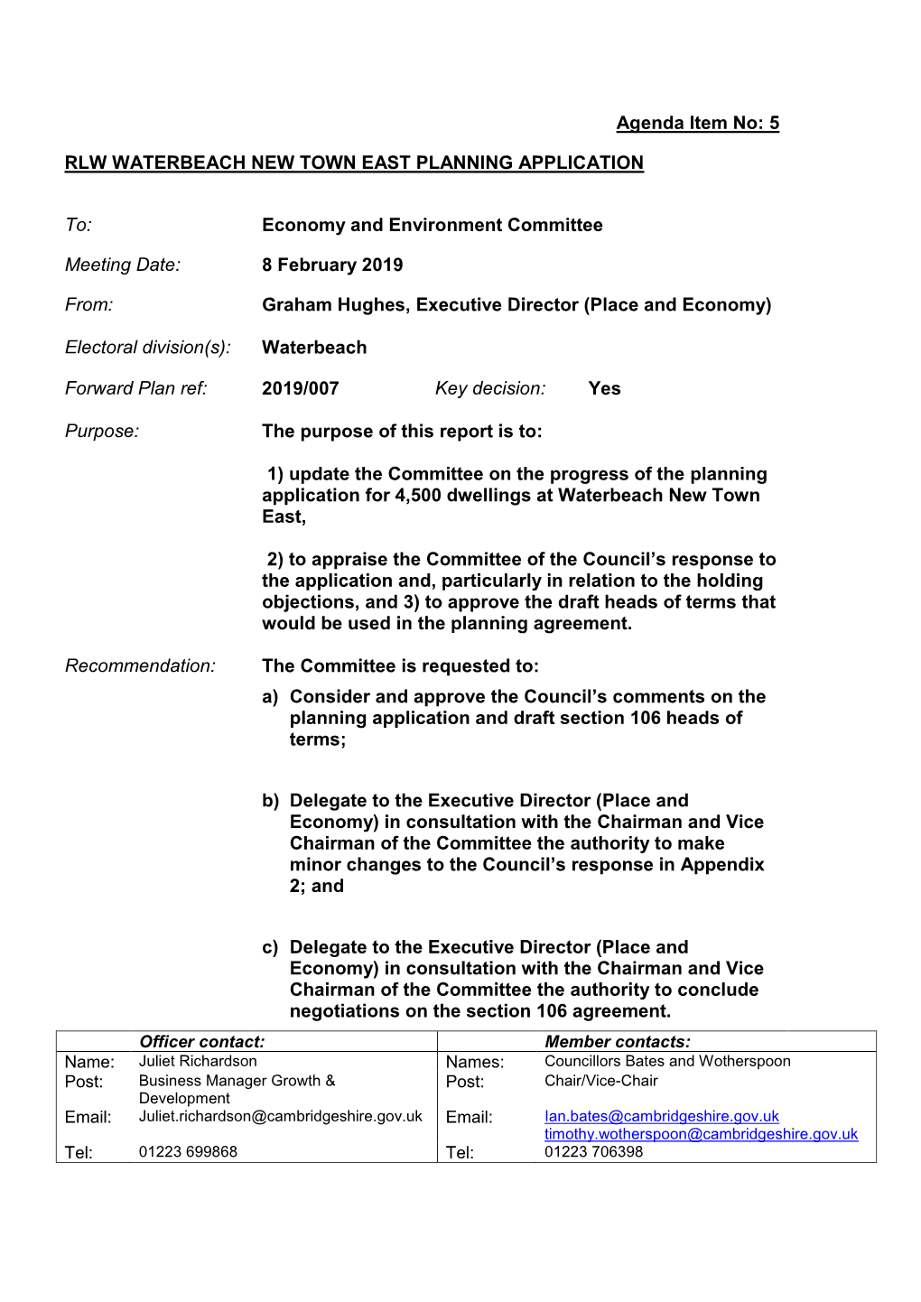 5 RLW WATERBEACH NEW TOWN EAST PLANNING APPLICATION To