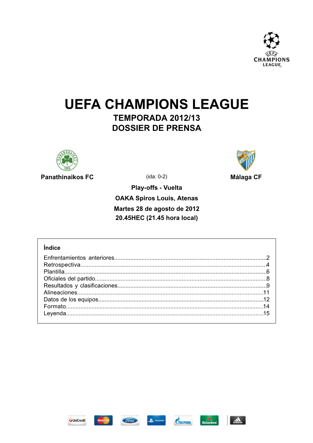 Uefa Champions League Temporada 2012/13 Dossier De Prensa