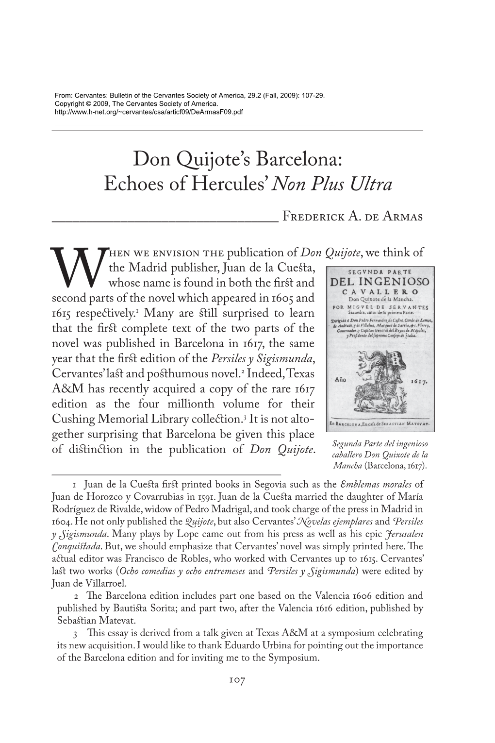 Don Quijote's Barcelona: Echoes of Hercules' Non Plus Ultra