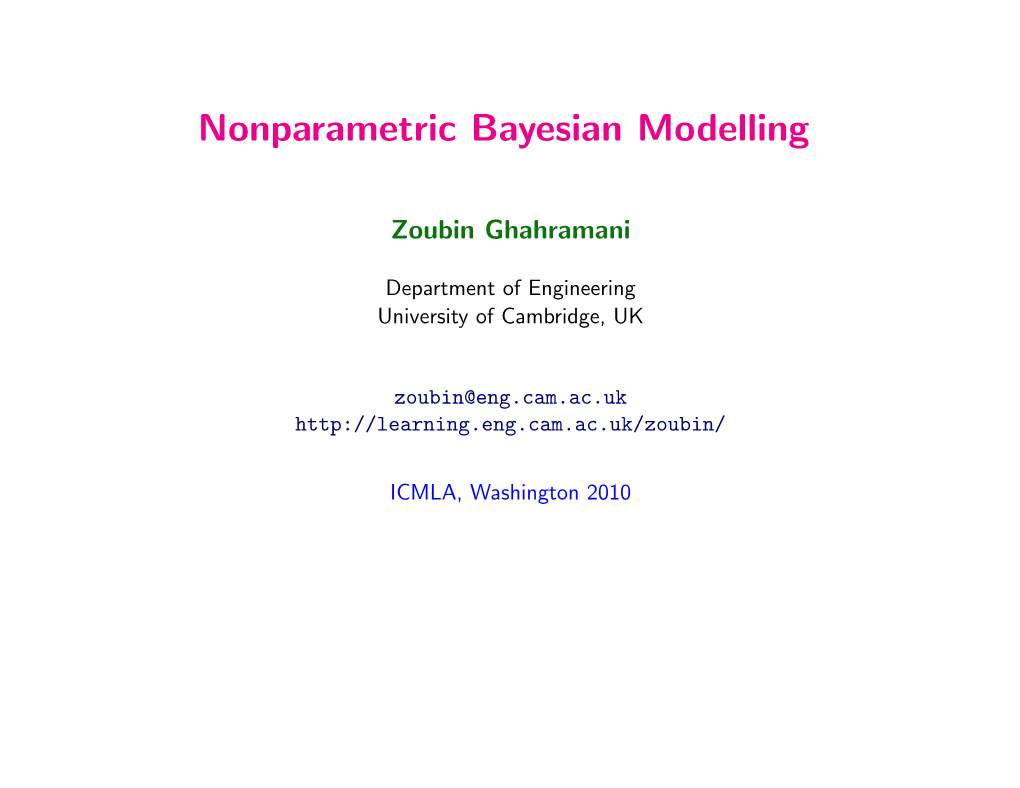 Nonparametric Bayesian Modelling