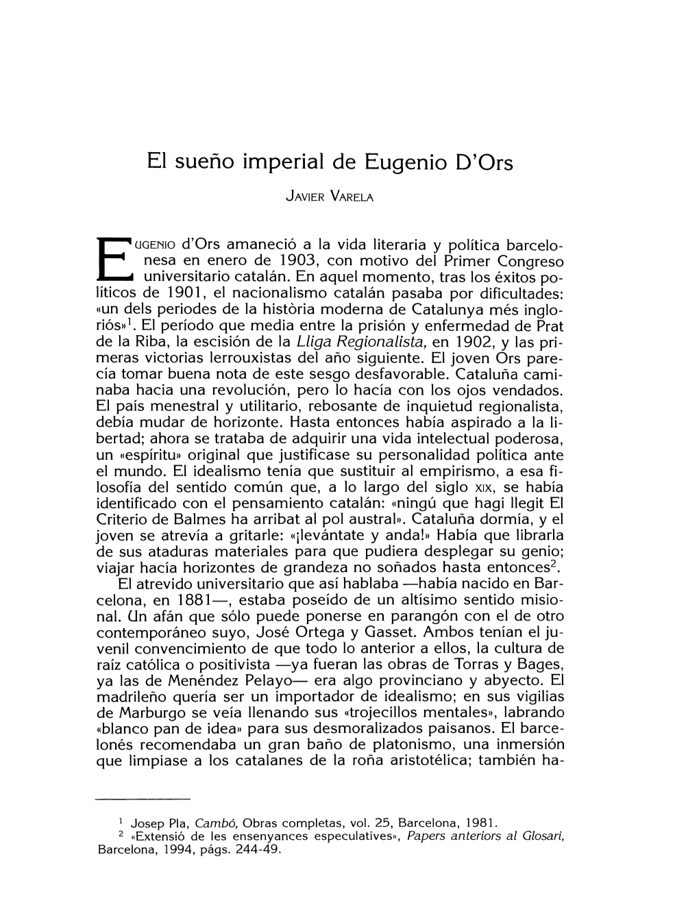 El Sueño Imperial De Eugenio D'ors