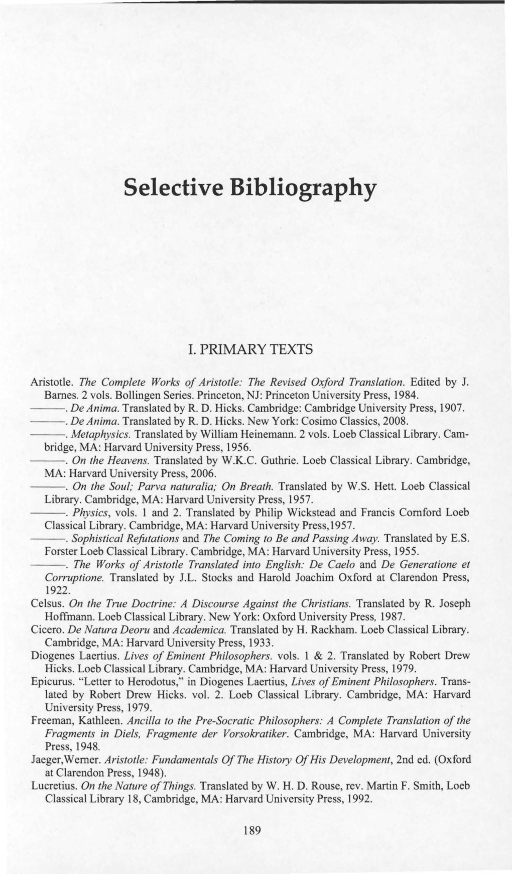 Selective Bibliography