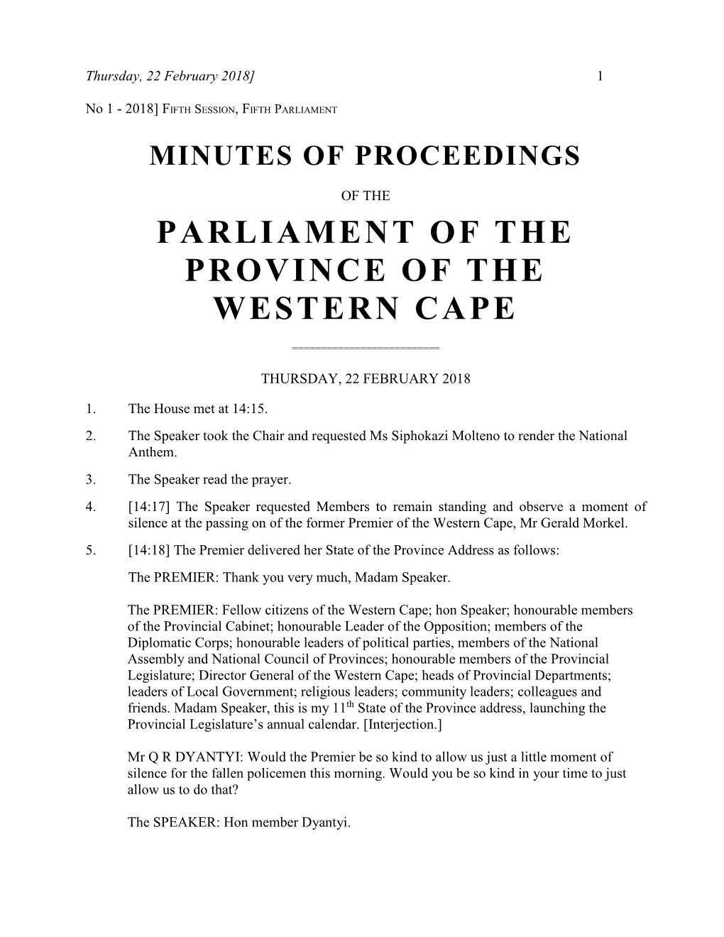 Parliament of the Province of the Western Cape