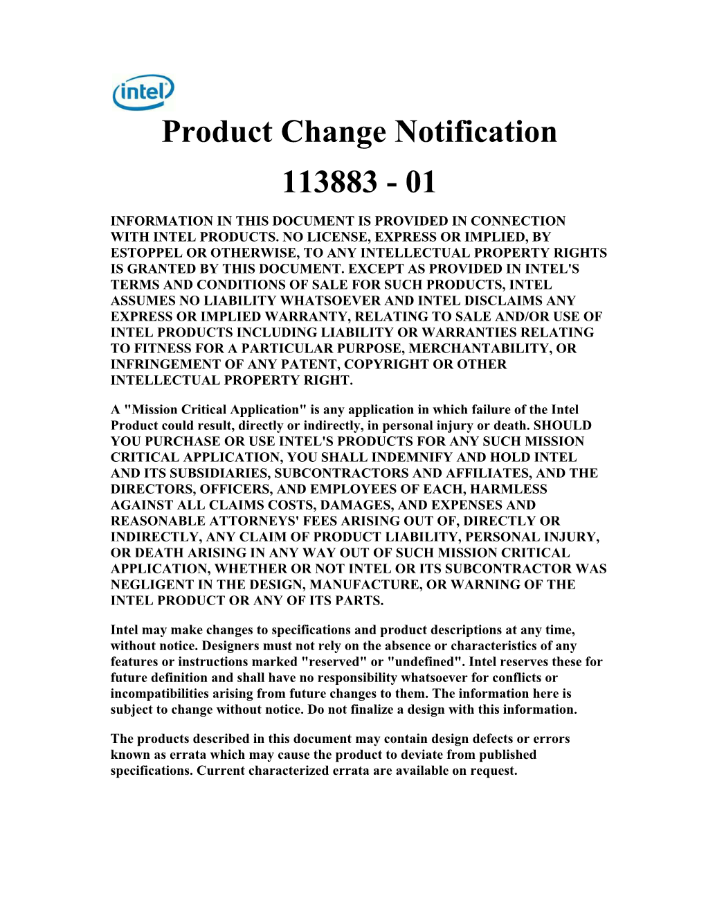 Product Change Notification 113883