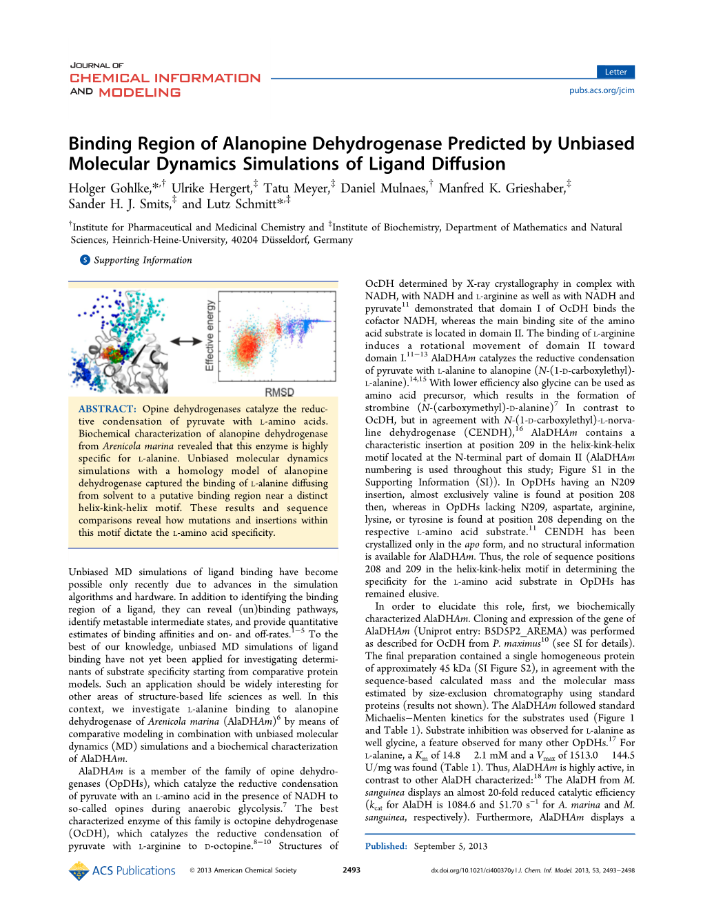 Binding Region of Alanopine Dehydrogenase Predicted By