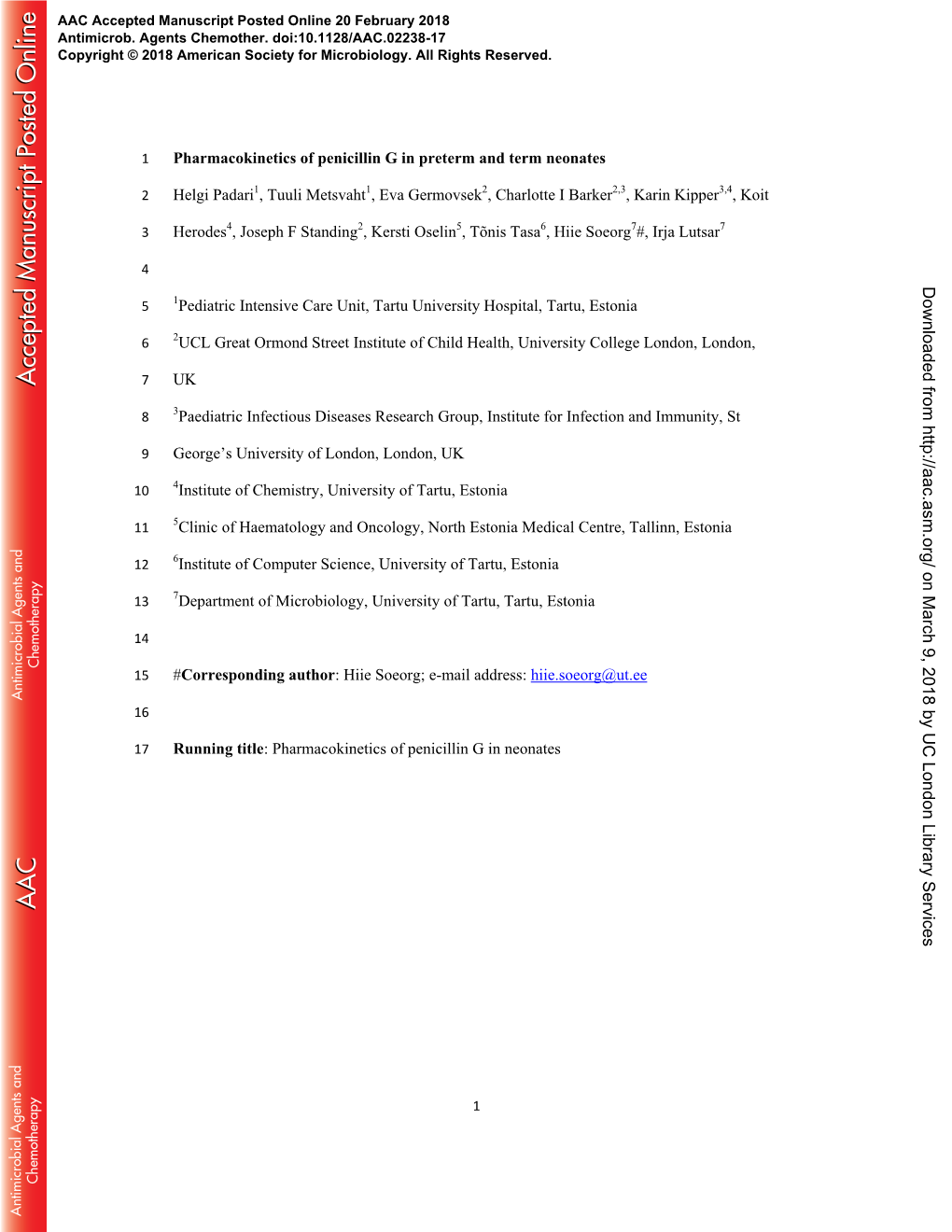 Pharmacokinetics of Penicillin G in Preterm and Term Neonates