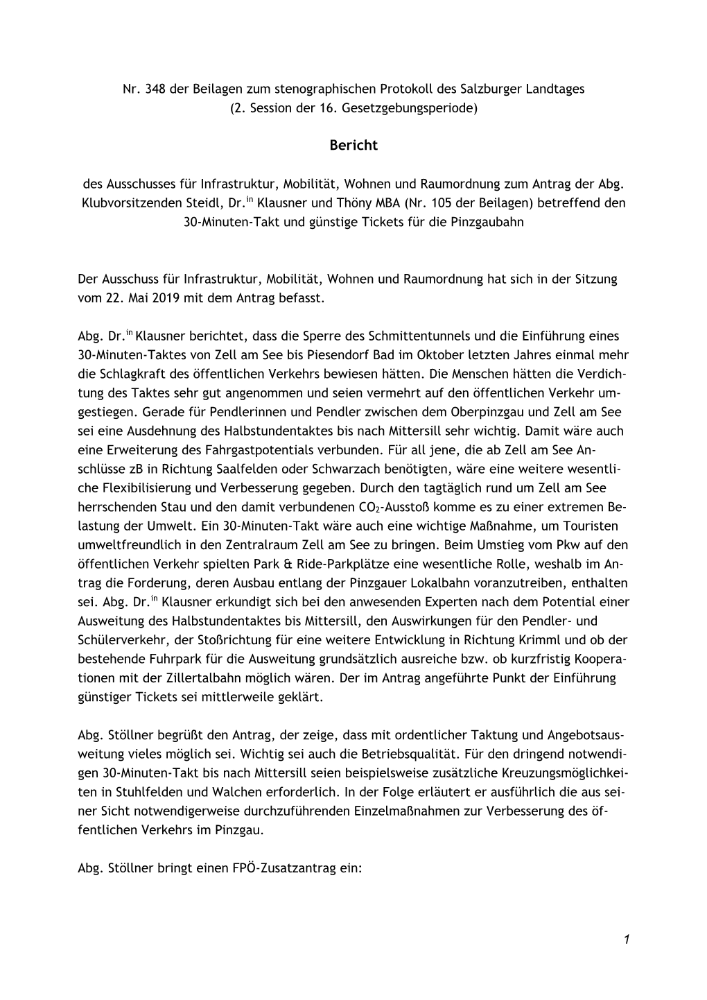 Nr. 348 Der Beilagen Zum Stenographischen Protokoll Des Salzburger Landtages (2