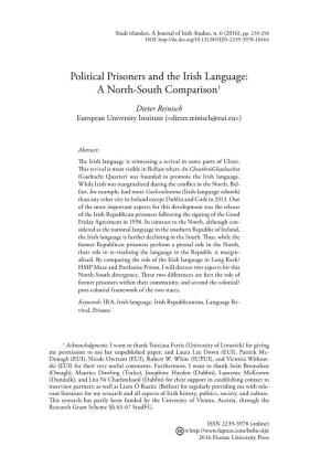 Political Prisoners and the Irish Language: a North-South Comparison1