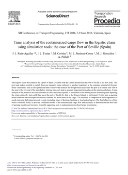 Time Analysis of the Containerized Cargo Flow in the Logistic Chain Using Simulation Tools: the Case of the Port of Seville (Spain)