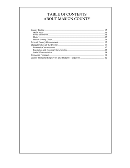 Table of Contents About Marion County