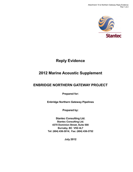 Reply Evidence 2012 Marine Acoustic Supplement
