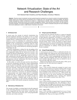 Network Virtualization: State of the Art and Research Challenges N.M