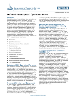 Defense Primer: Special Operations Forces