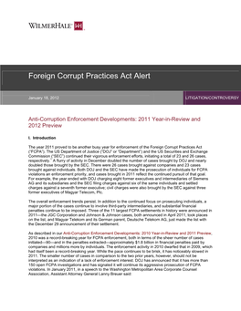 Foreign Corrupt Practices Act Alert