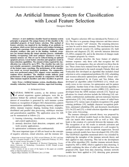 An Artificial Immune System for Classification with Local Feature
