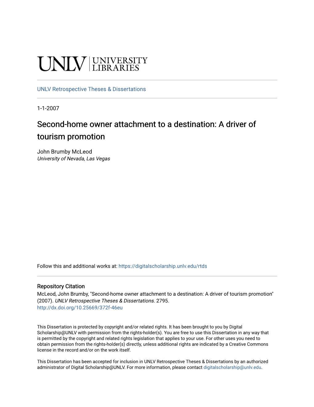 Second-Home Owner Attachment to a Destination: a Driver of Tourism Promotion