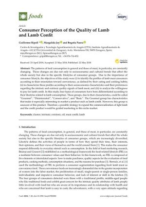 Consumer Perception of the Quality of Lamb and Lamb Confit