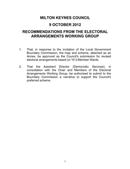 That the Following Recommendations Be Submitted to the Special Meeting